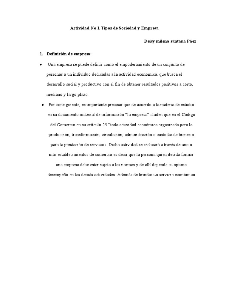 Tipos de Sociedad y Empresa en Colombia | PDF | Empresas | Sociedad de ...