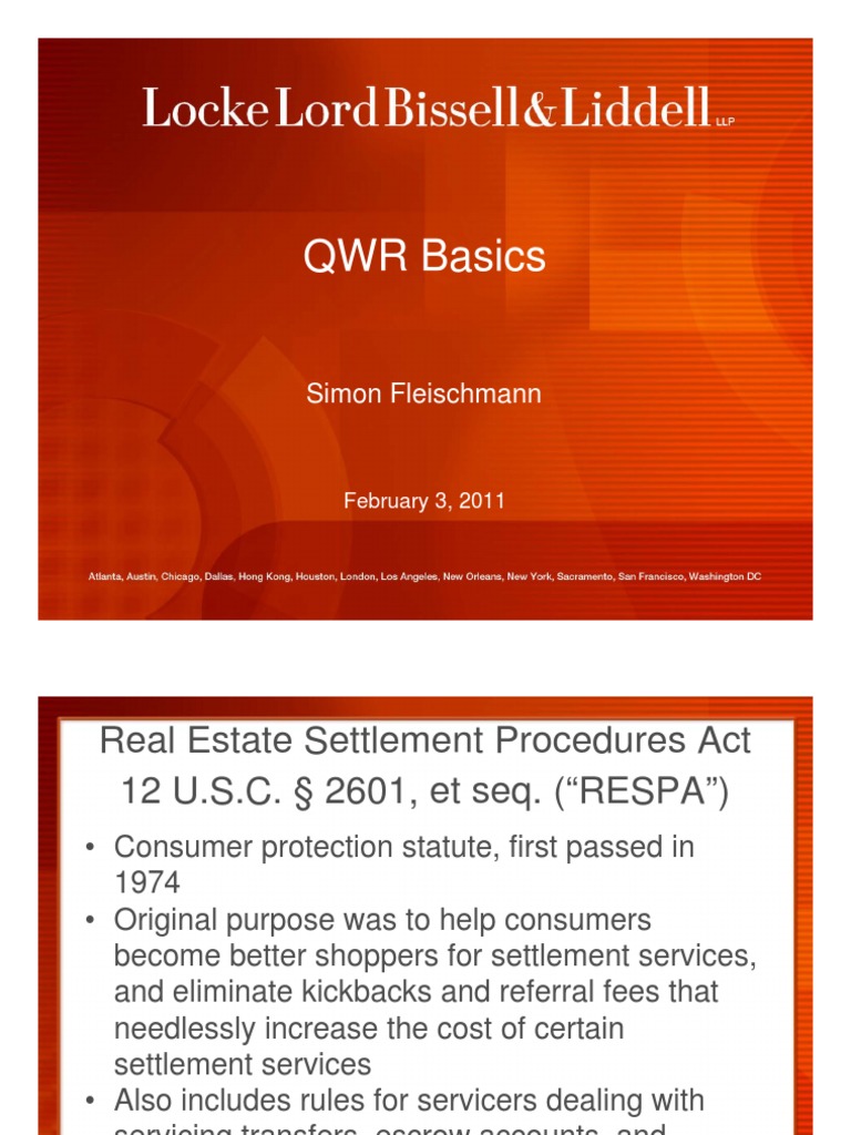 Qualified Written Request (QWR) Basics, Presentation by Homeowner