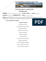 EVALUACION DE LENGUAJE Sustantivo Adjetivo Acciones Segundo Año 28-08 2019