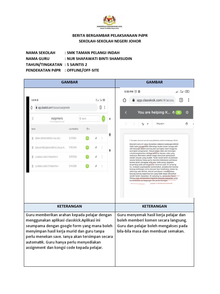 Pelaksanaan PdPR Sekolah Johor | PDF