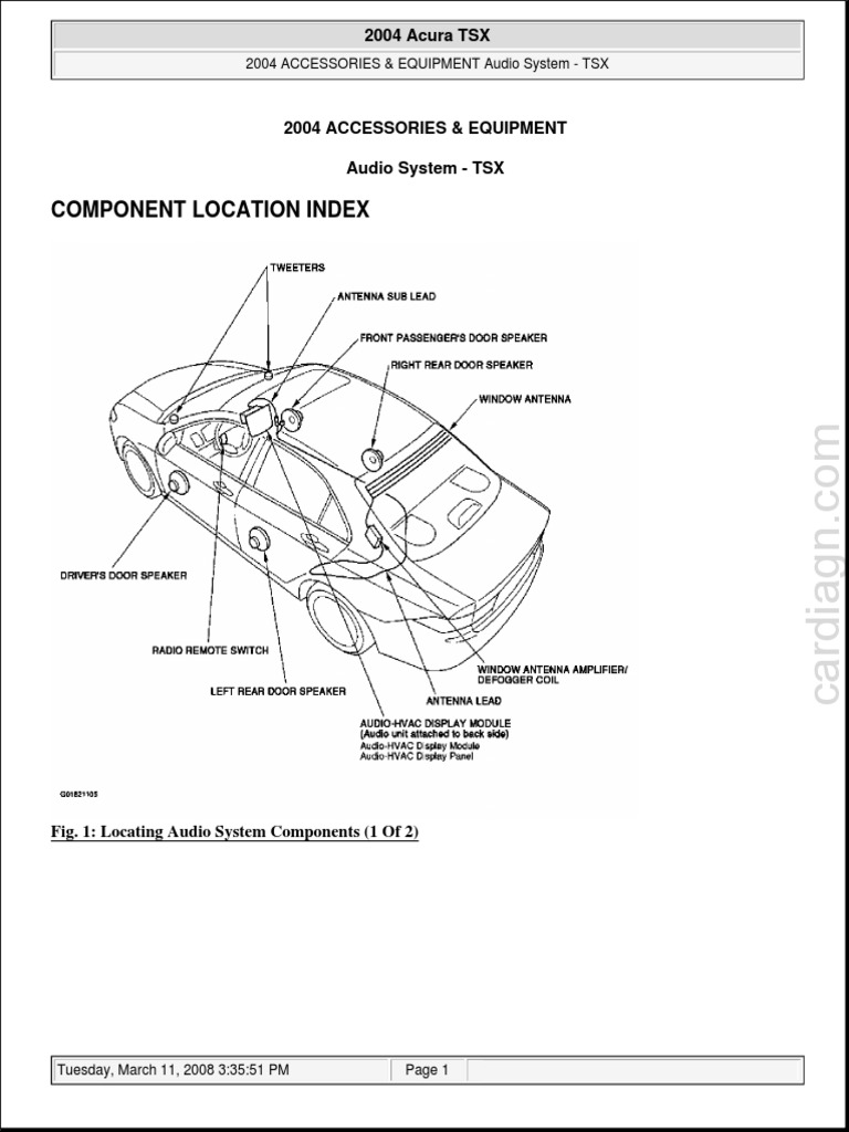 2004 Acura TSX Audio System Guide PDF Electrical Connector