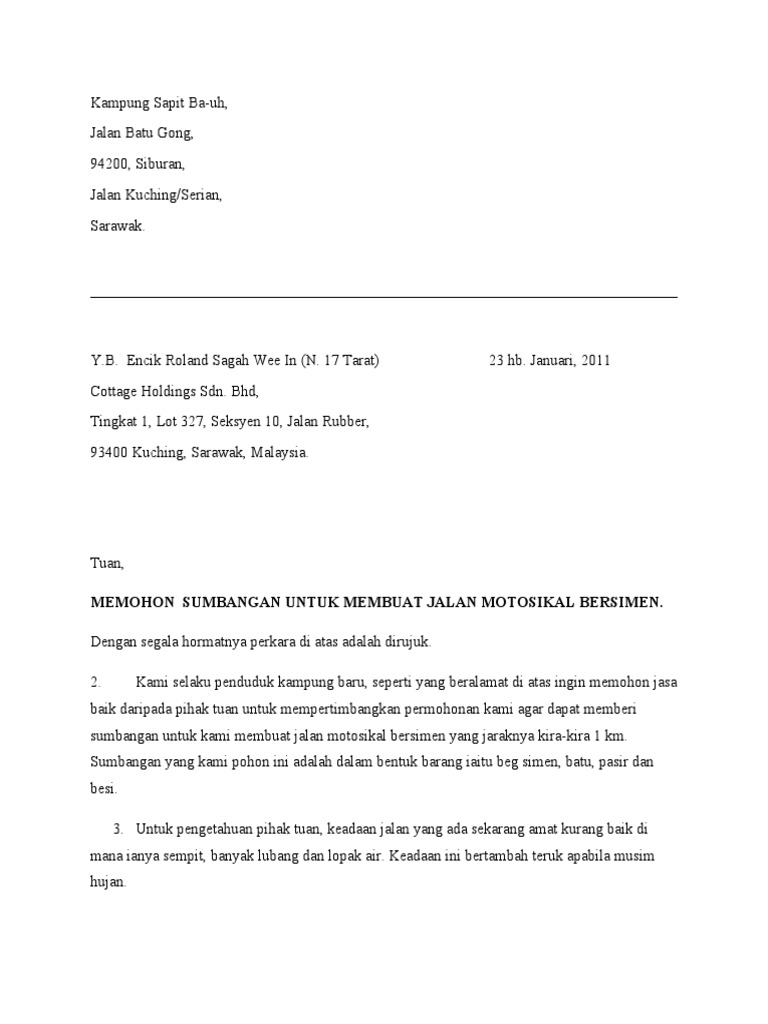 Contoh Surat Mohon Baiki Longkang Pecah Di Sekolah