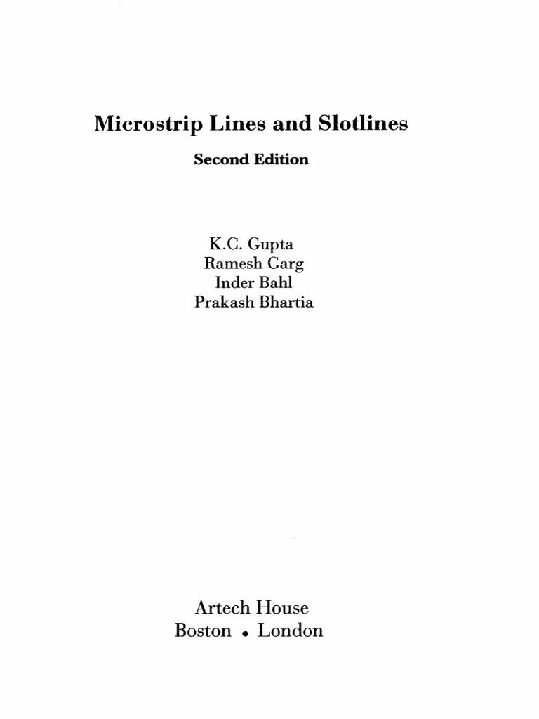 Microstrip Lines and Slotlines by K. C. Gupta PDF