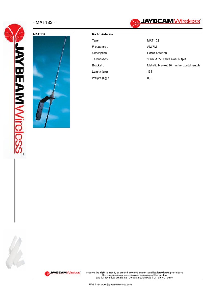 MAT 132 Radio Antenna Specifications | PDF