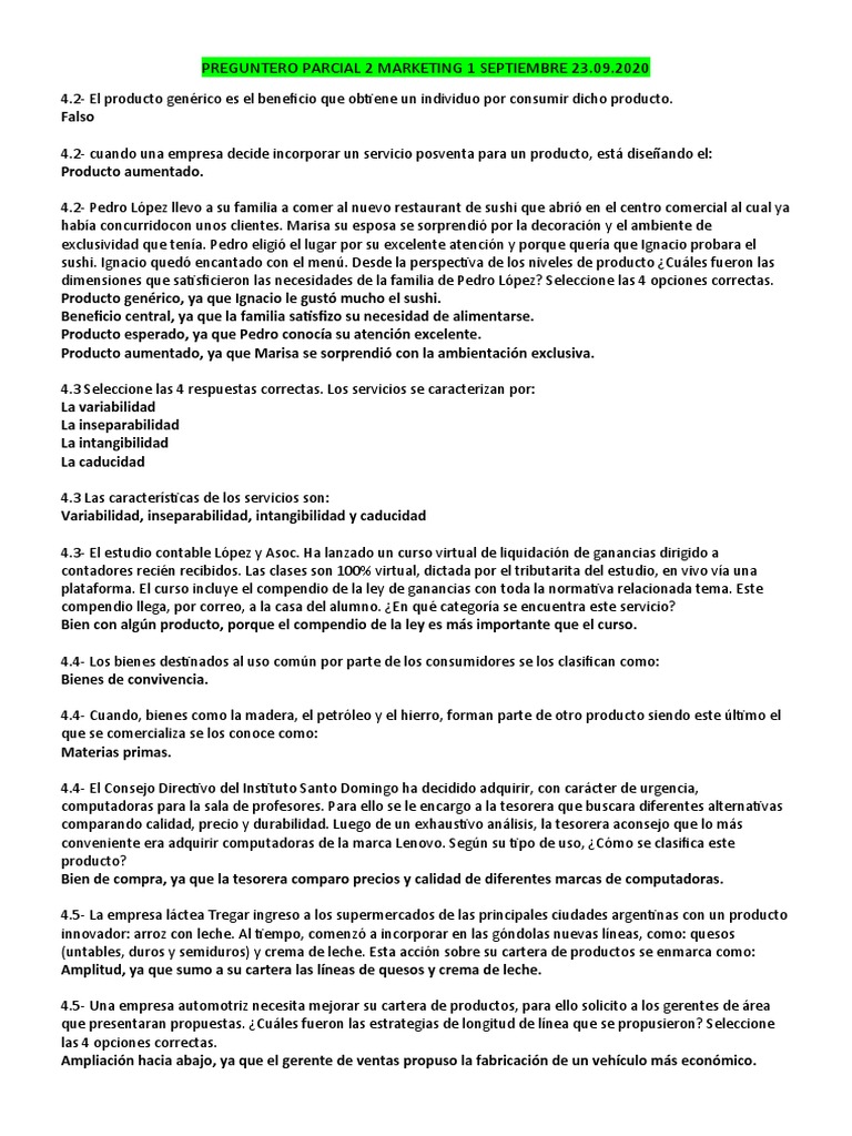 Examen de Marketing Parcial 2 | PDF | Publicidad | Producto (Negocio)