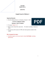 Sample Exam For Midterm 1: Fall 2020 Physics XL 5A Jackie Pau