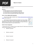 Phys1111: Vectors: Part A: Vector Addition Phet Simulation