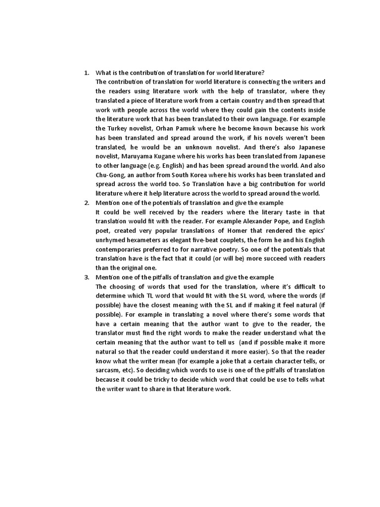 What Is The Contribution of Translation For World Literature | PDF ...