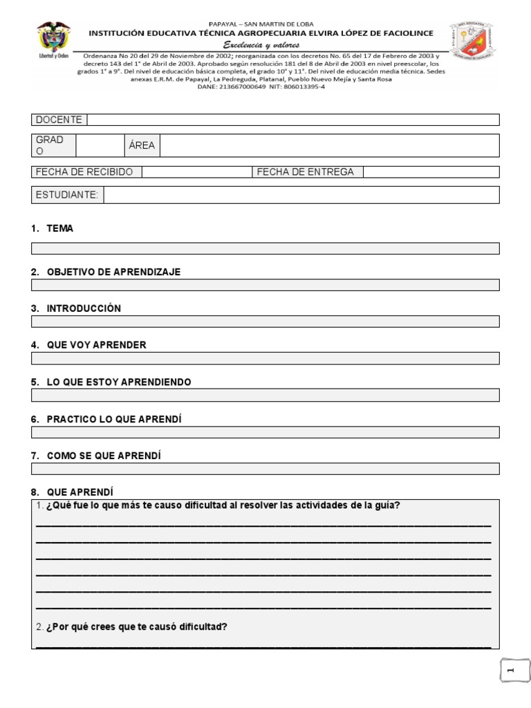 Formato De Guias Taller Pdf Educación Avanzada