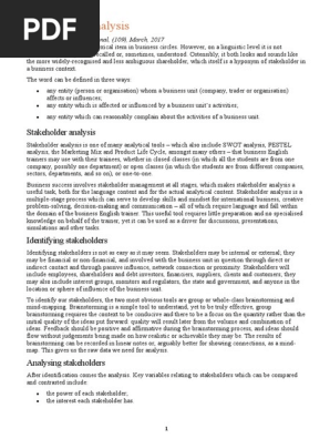 Stakeholder analysis