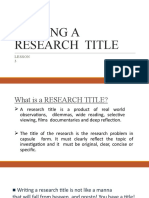 Writing A Research Title: Lesson 3