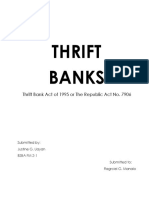 Thrift Banks: Thrift Bank Act of 1995 or The Republic Act No. 7906