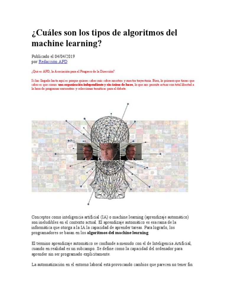 Cuáles Son Los Tipos de Algoritmos Del Machine Learning | PDF ...