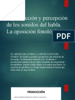 Producción y Percepción de Los Sonidos Del Habla. La Oposición Fonológica.