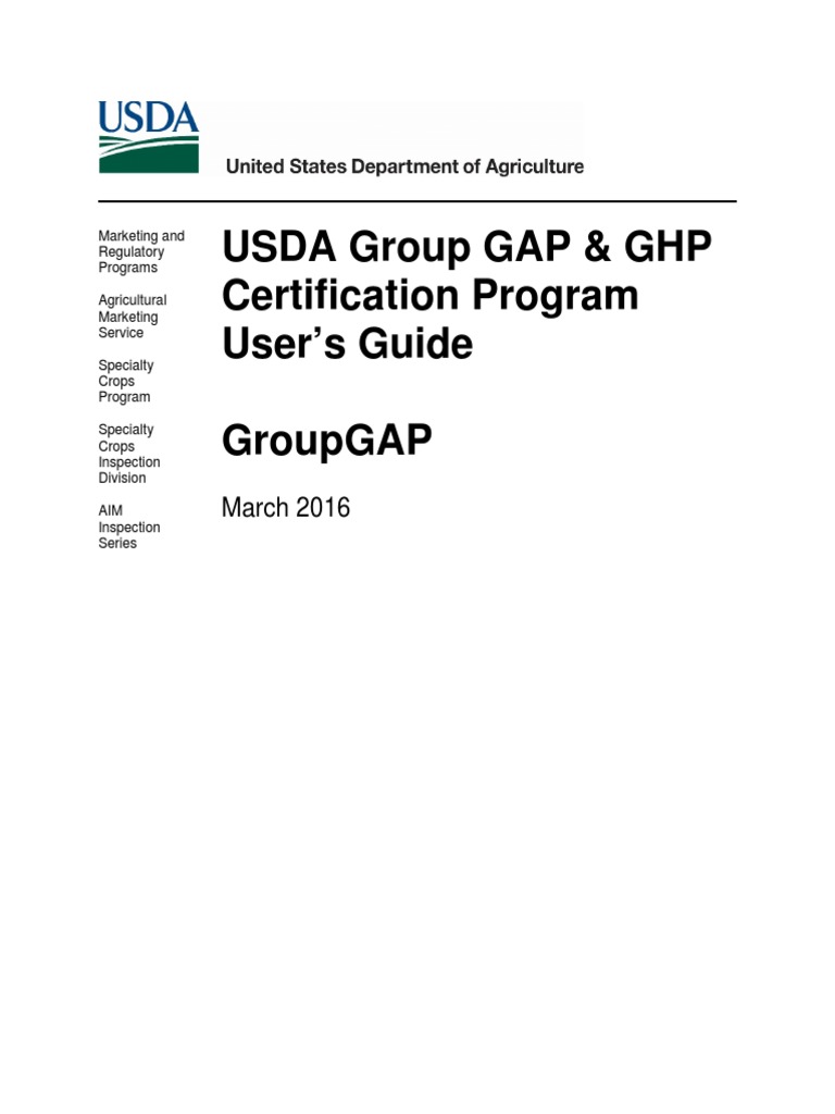 USDA Group GAP & GHP Certification Program User’s Guide A