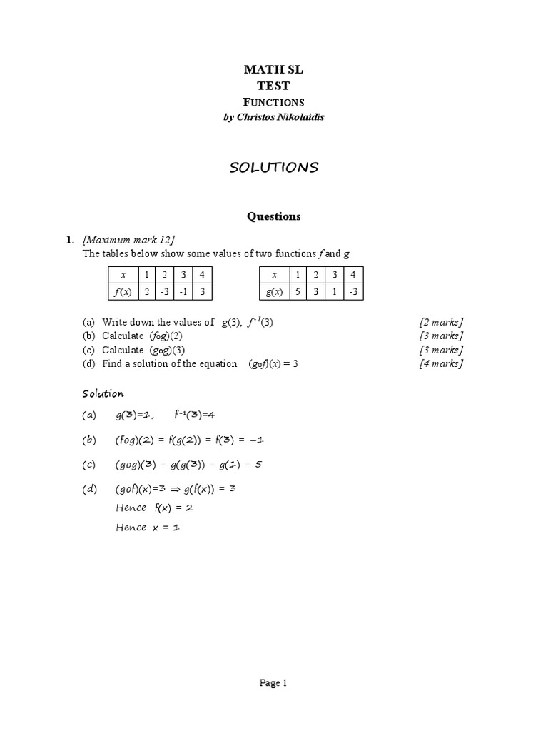 TEST 2. Functions (SOLUTIONS) 2 | PDF | Asymptote | Function (Mathematics)