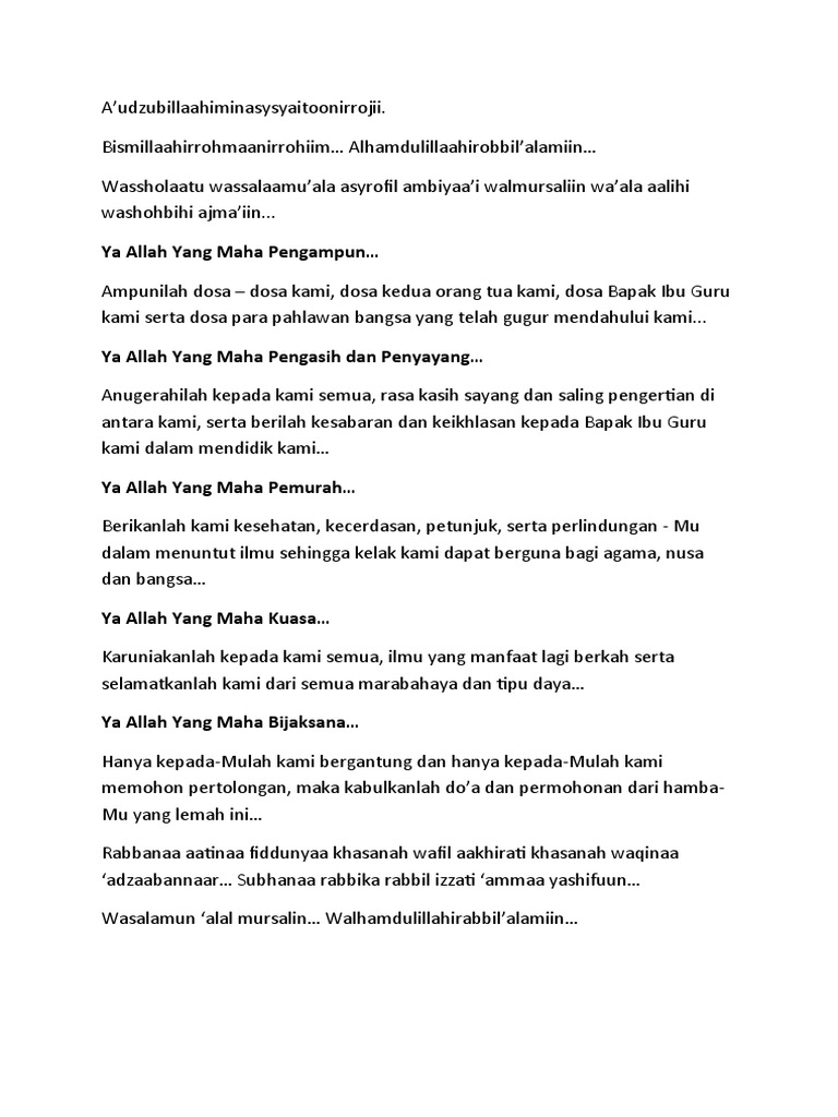 Teks Doa Upacara Bendera Pdf