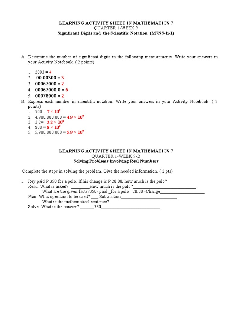 Math 7: Significant Digits & Notation | PDF