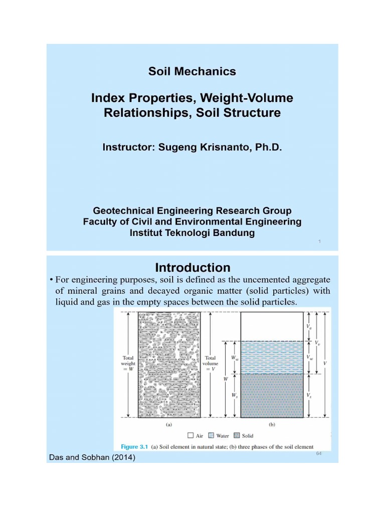 2.1 - Index Properties Weight-Volume Relationships, Soil Structure | PDF
