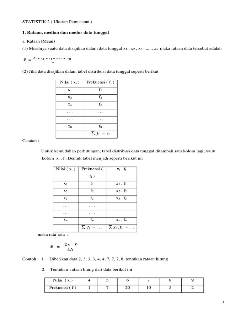 Ukuran Pemusatan dan Penyebaran Data | PDF | Metode & Bahan Ajar