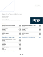 Chime Spending Account Statement for October-December 2020