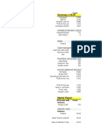 Summary, K EUR: Variable Production Cost Per Unit, EUR