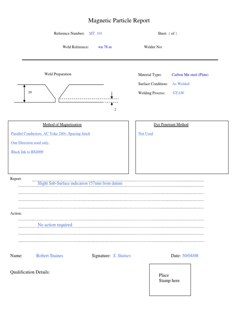 Magnetic Particle Inspection Report | PDF