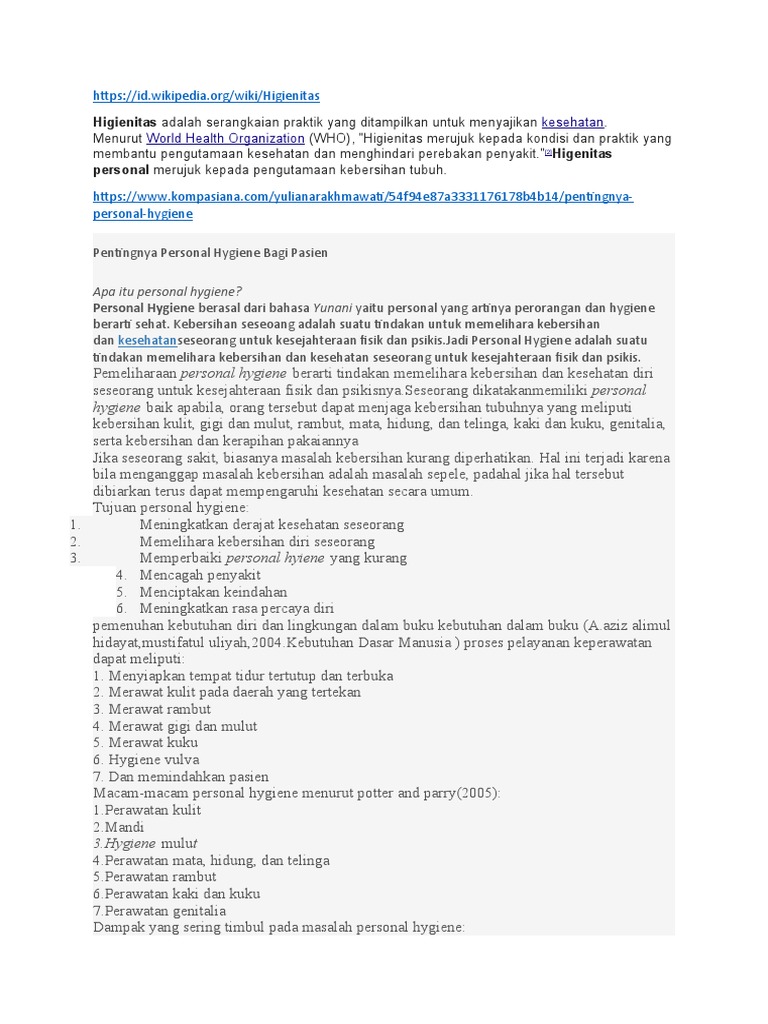 Pentingnya Personal Hygiene untuk Kesehatan | PDF