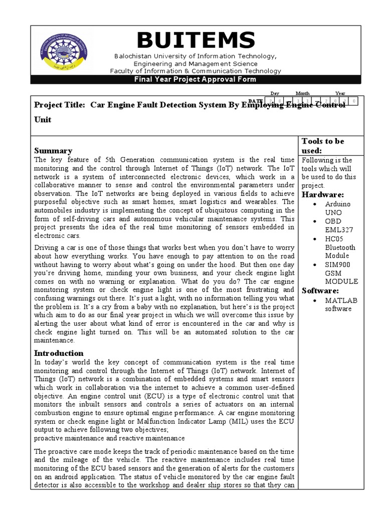 Car Engine Fault Detection System | PDF | Internet Of Things | Computer ...