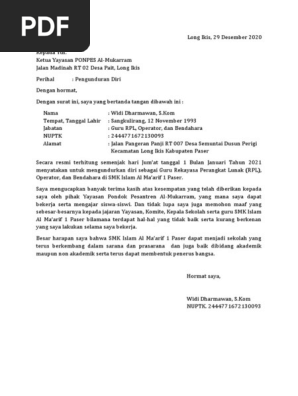 Surat Resign Ketua Yayasan Pdf