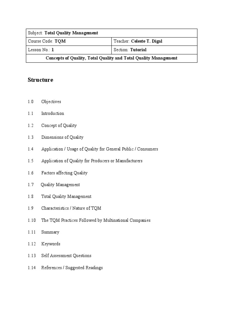 Understanding Total Quality Management | PDF | Quality (Business ...