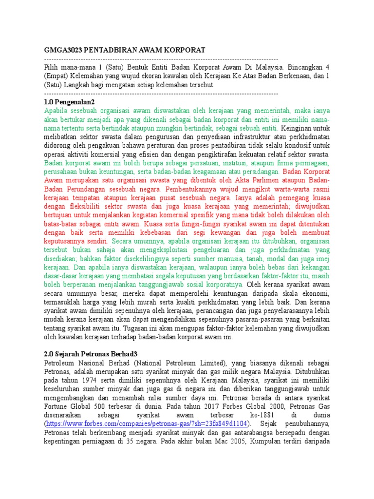 Gmga3023 Pentadbiran Awam Korporat A Pdf