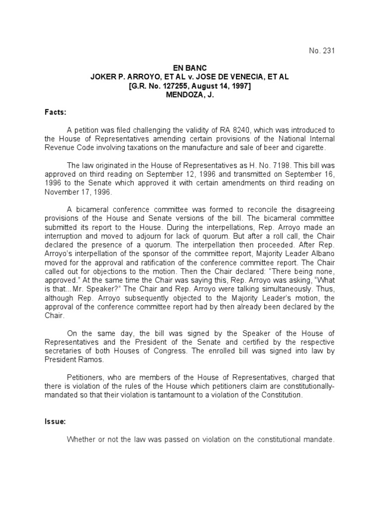 En banc joker p arroyo et al v jose de venecia et al g r no