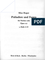Max Reger Preludios Y Fugas Para Violin Solo Op 117, No 1 Al 4 (Score-Partitura-Sheet Music)