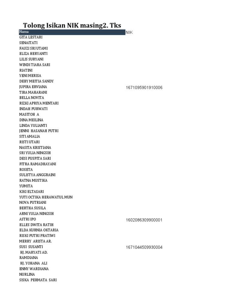 Pengisian NIK Anggota Tim | PDF