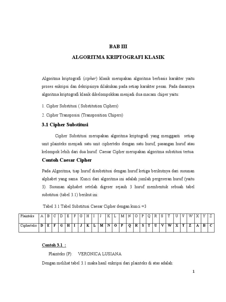 Algoritma Caesar Cipher dalam Kriptografi | PDF