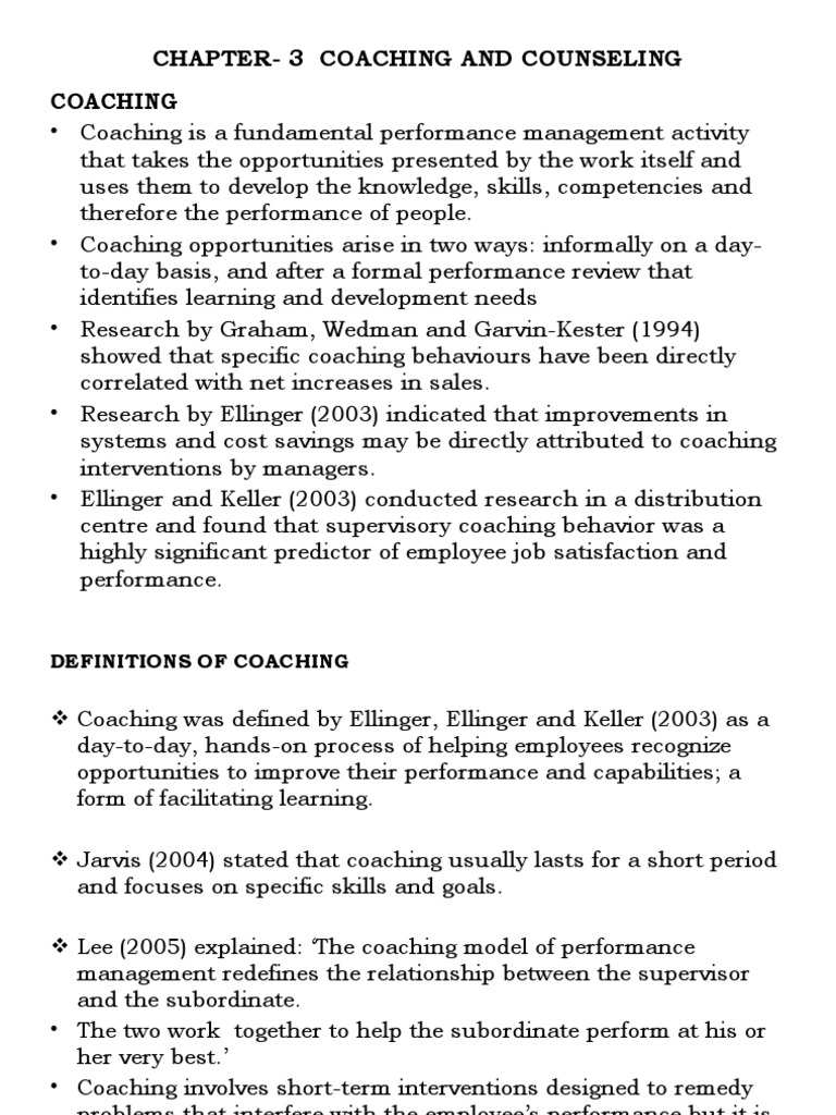 Coaching and Counseling in Performance Management | PDF | Goal | Mentorship