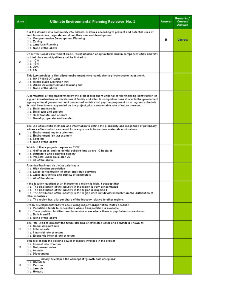 Environmental Planning Review Questions | PDF | Zoning | Environmental ...