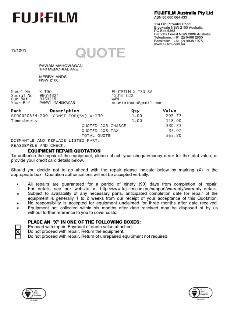 Fuji Quote | PDF | Payments | Credit Card