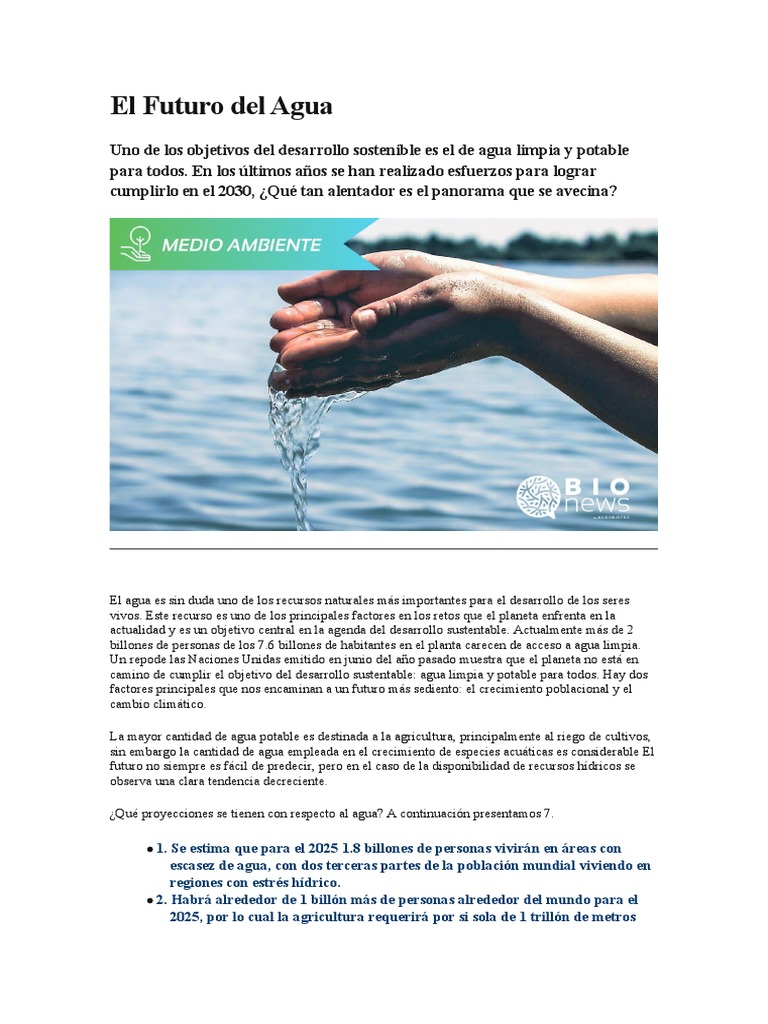 El Futuro Del Agua | PDF | Escasez de agua | Agua