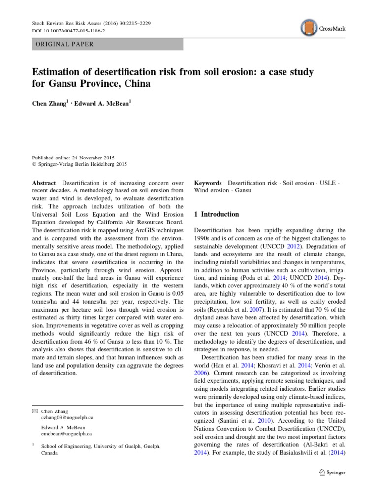 Desertification Risk Assessment in Gansu | PDF | Erosion | Soil