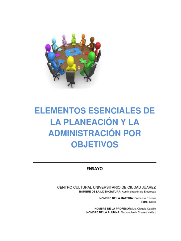 Elementos Esenciales de La Planeación y La Administración Por Objetivos ...