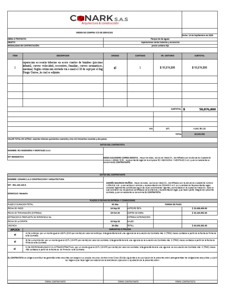 Orden de Compra o Servicio RCI Ok | PDF | Precios