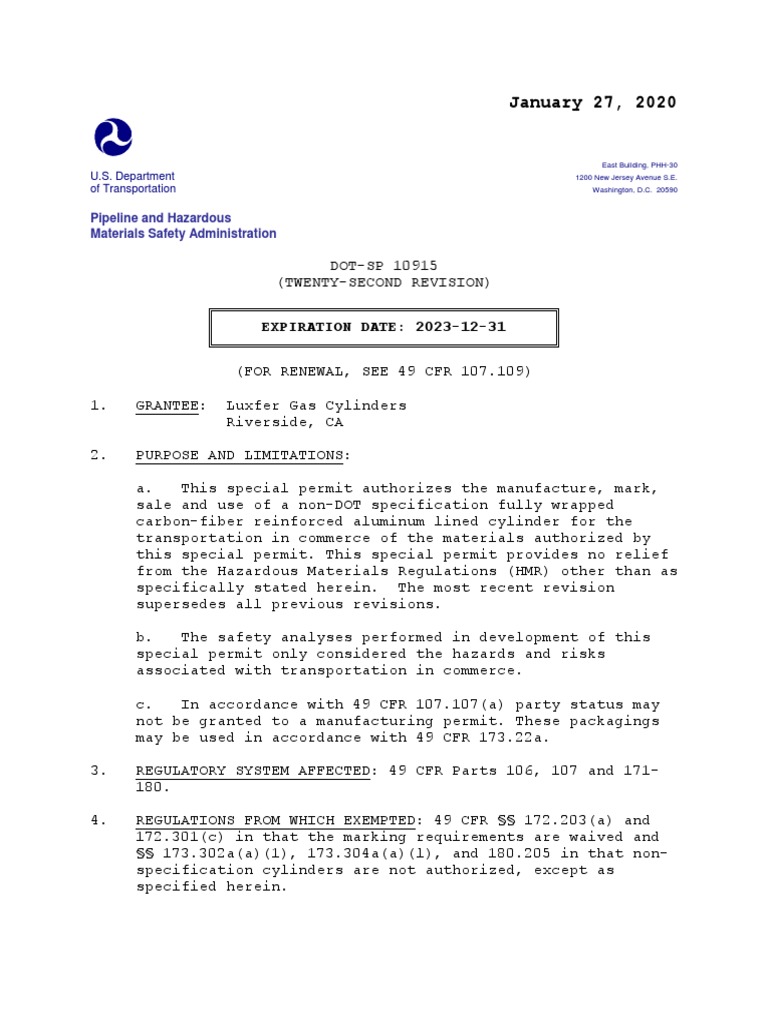 January 27, 2020 EXPIRATION DATE 20231231 PDF Dangerous Goods