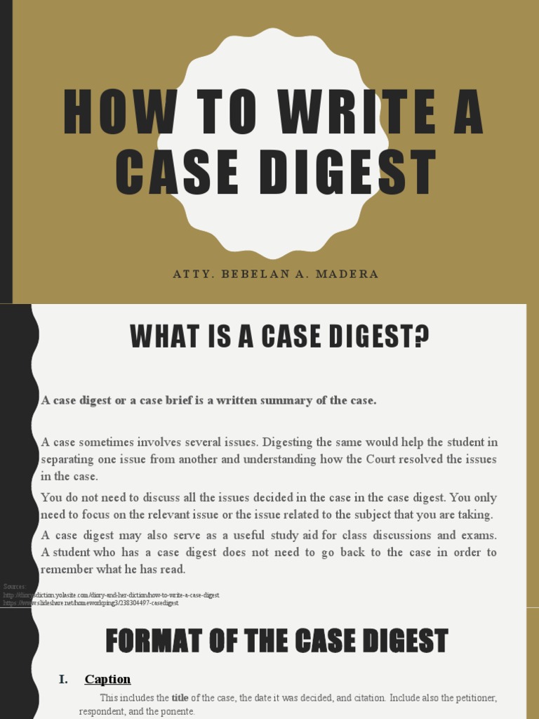 How to Write a Case Digest Guide | PDF | Value Added Tax | Brief (Law)