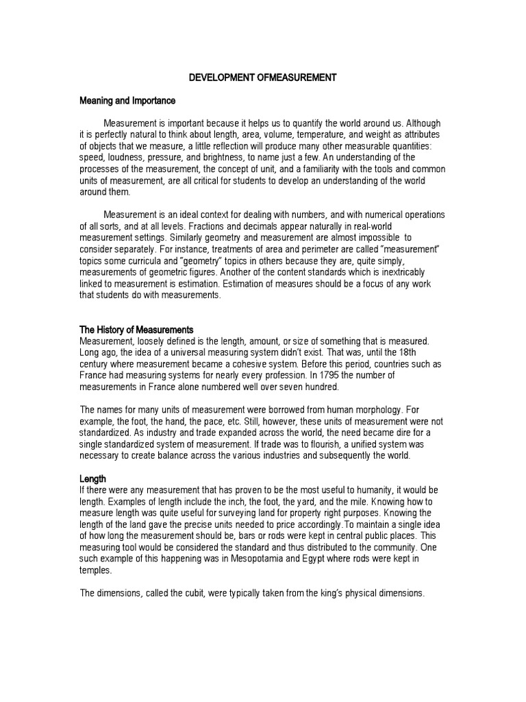 Development of Measurement | PDF | Measurement | Weight