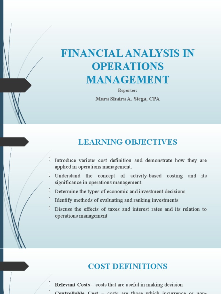 Financial Analysis in Operations Management | PDF | Time Value Of Money ...