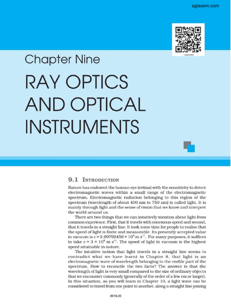 NCERT Book Class 12 Physics Part 2 Chapter 9 Ray Optics and Optical