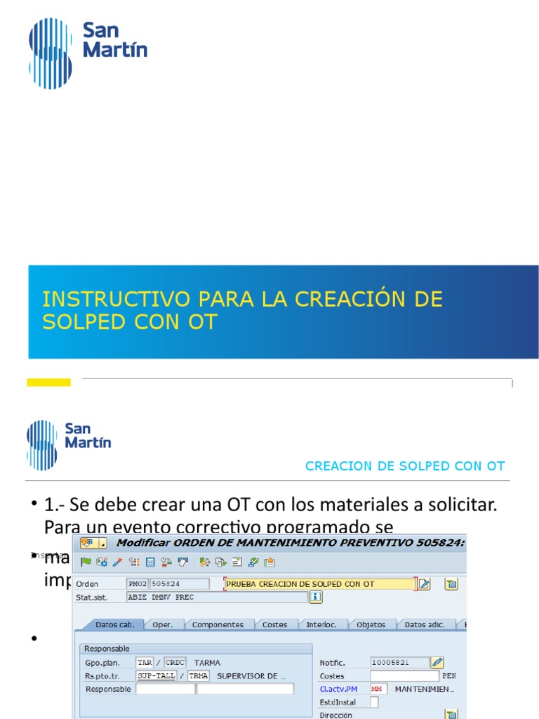 Creación de Solped con OT en SAP | PDF | Informática