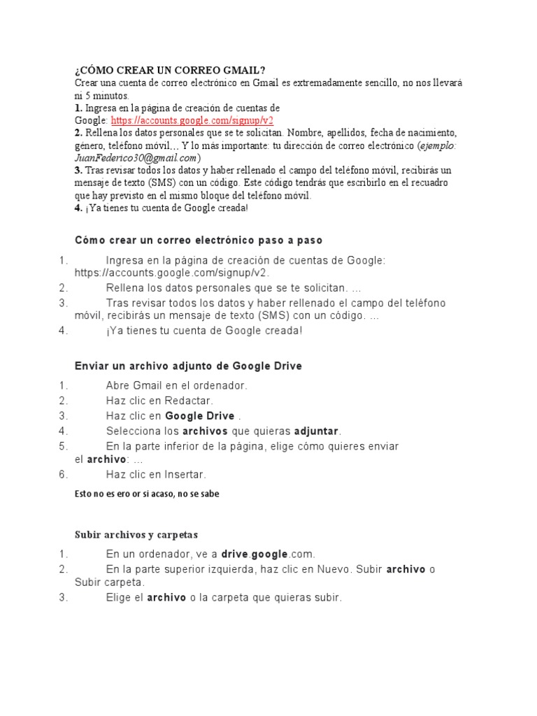 Cómo Crear Un Correo Gmail | PDF